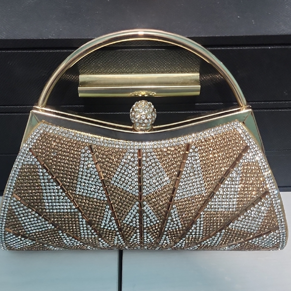 Elegant Gold and Silver Clutch Bag